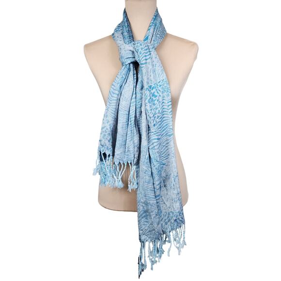 Blue Grey Gray Animal Print Scarf - Picture 1 of 3